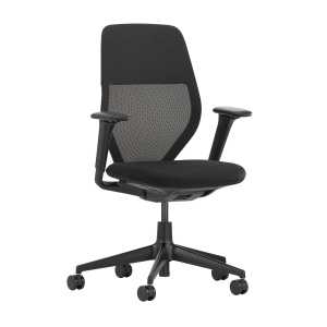 Vitra - ACX Light Bürostuhl, Silk mesh nero / X Net nero, mit Sitztiefenverstellung, höhnenverstellbare Armlehnen (Rollen für Hartböden)