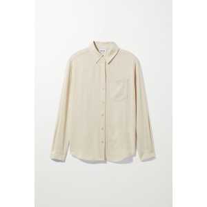 Weekday Hemd Tessa aus Leinenmix Cremeweiß, Blusen in Größe 36. Farbe: Off-white