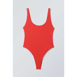 Weekday Sportlicher Badeanzug Shine Roter Schimmer, Badeanzüge in Größe L. Farbe: Red shimmer