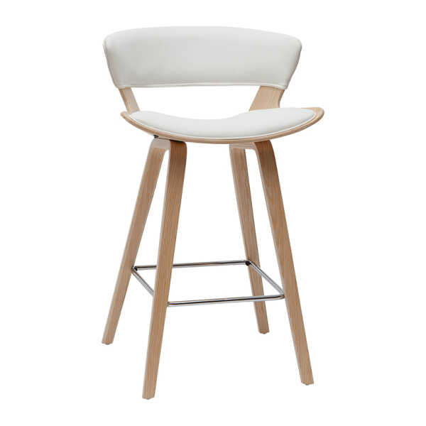 Design-Barhocker höhenverstellbar weiß und helles Holz H65 cm SYRAH
