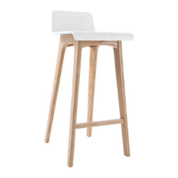 Design-Barhocker / -stuhl Holz naturfarben und Weiß skandinavisch BALTIK