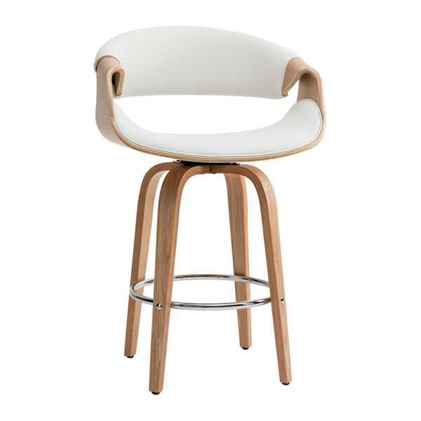 Design-Barhocker Weiß und helles Holz 65 cm ARAMIS