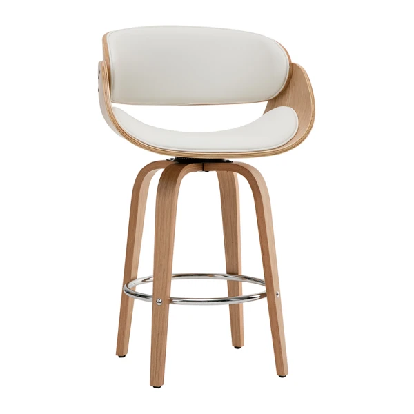 Design-Barhocker Weiß und helles Holz 65 cm BENT