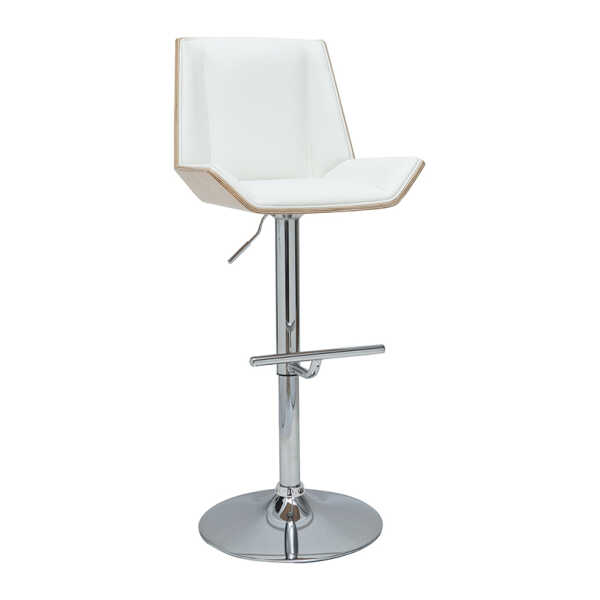 Design-Barhocker weiß und helles Holz MELKIOR
