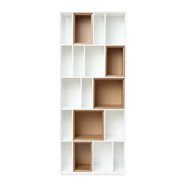 Design-Bücherregal anpassbar Weiß und Eiche JAZZ