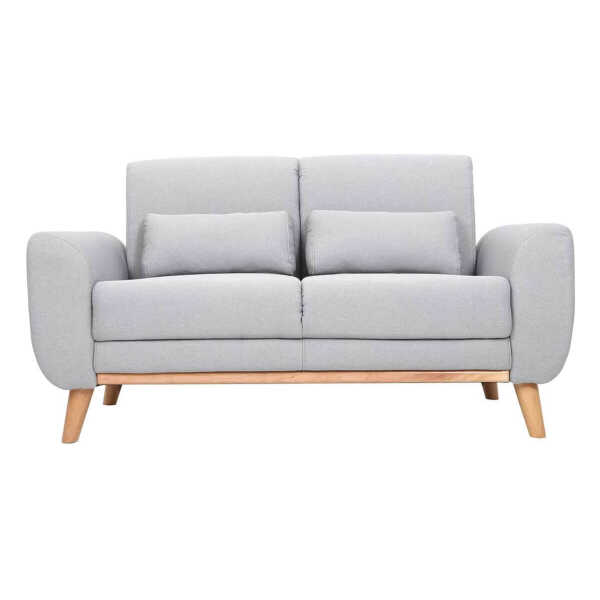 Design-Sofa 2 Plätze Stoff Grau Eichenbeine EKTOR