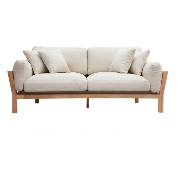 Design-Sofa 3 Plätze Cremeweiß Holzbeine KYO