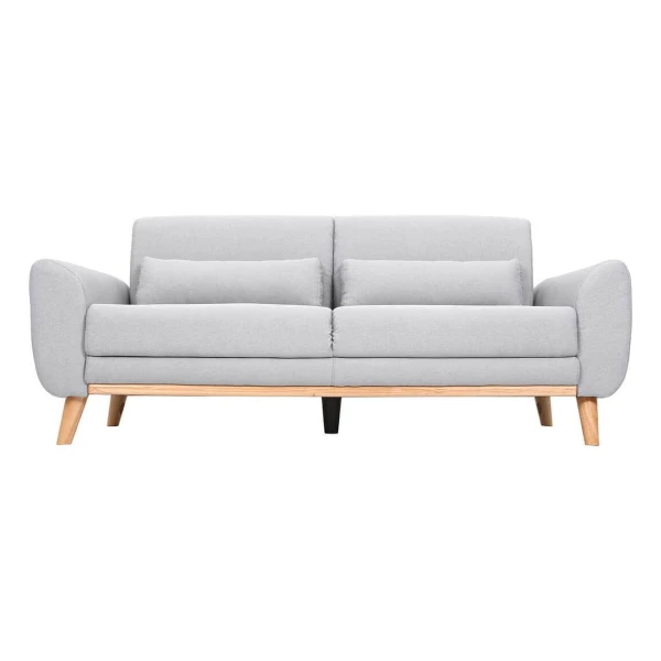 Design-Sofa 3 Plätze Stoff Hellgrau Eichenbeine EKTOR