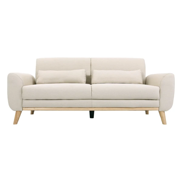 Design-Sofa 3 Plätze Stoff naturfarben Eichenbeine EKTOR