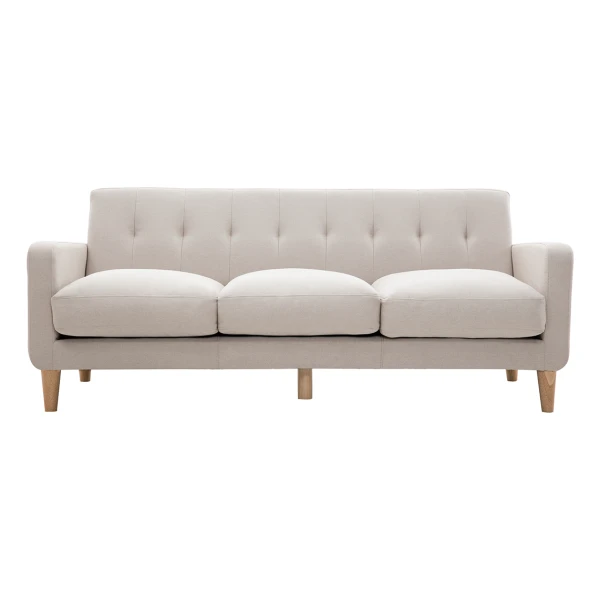 Design-Sofa skandinavisch naturfarbener Stoff 3-Sitzer LUNA