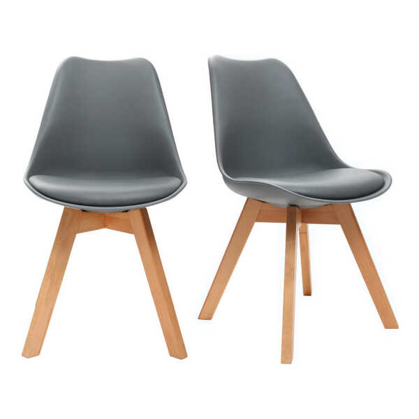 Design-Stuhl Holzbeine Grau 2er-Set PAULINE