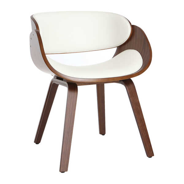 Design-Stuhl Weiß und dunkles Holz Nussbaum BENT