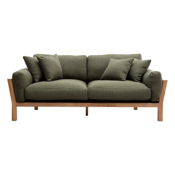 KYO Khaki skandinavisches 3-Sitzer-Sofa mit abnehmbaren Bezügen
