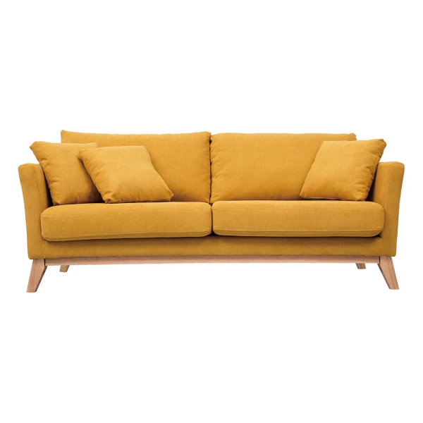 OSLO Skandinavisches 3-Sitzer-Sofa mit abnehmbarem Bezug in Senfsamteffekt OSLO