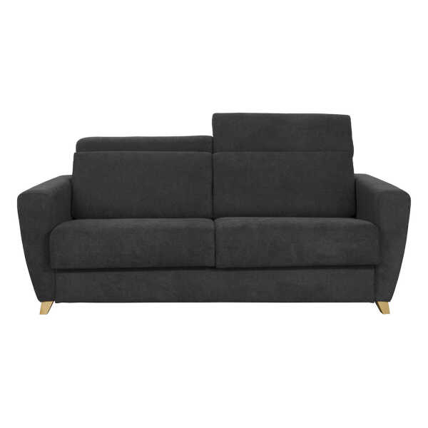 Schlafsofa Matratze verstellbare Kopfstücke anthrazitgrauer Samt 140x190 cm GOYA