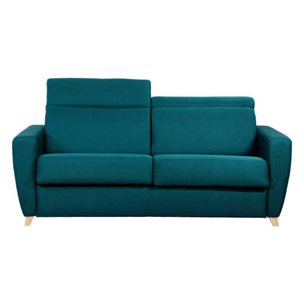 Schlafsofa verstellbare Kopfstütze pfauenblau 140x190 cm GOYA