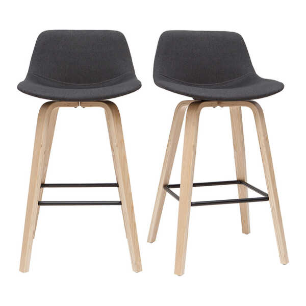 Skandinavischer Barhocker dunkelgrauer Stoff 65 cm (2er-Set) NONIE