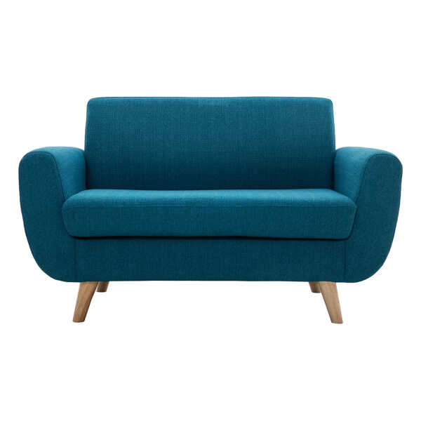 Skandinavisches 2-Sitzer-Sofa in Entenblau aus massivem Hevea PURE