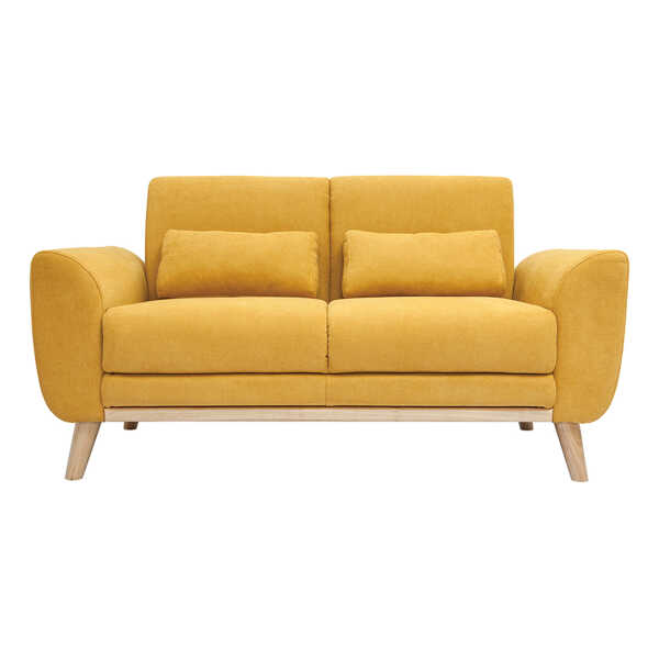 Skandinavisches 2-Sitzer-Sofa in gelb Samt EKTOR