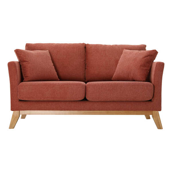 Skandinavisches 2-Sitzer-Sofa mit abnehmbarem Bezug in Terracotta mit strukturiertem Samteffekt OSLO