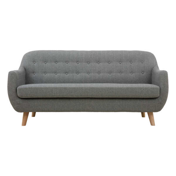 Skandinavisches 3-Sitzer-Sofa mit hellgrauem abnehmbarem Bezug und Holz YNOK