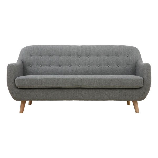 Skandinavisches 3-Sitzer-Sofa mit hellgrauem abnehmbarem Bezug und Holz YNOK