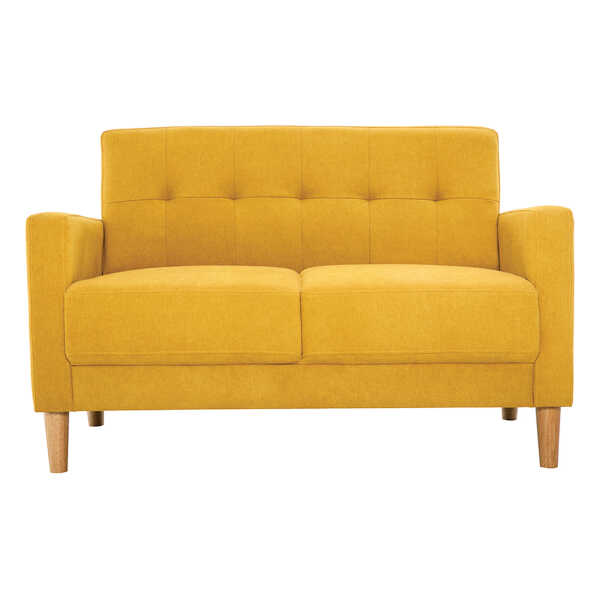 Skandinavisches Sofa 2-Sitzer mit Samteffekt in Senfgelb MOON