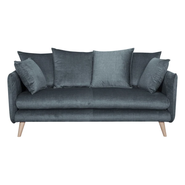 Skandinavisches Sofa 3-Sitzer aus blaugrauem Stoff und hellem Holz OLYMPIA