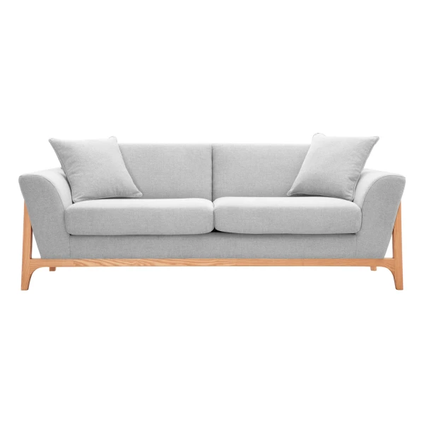 Skandinavisches Sofa 3-Sitzer in Hellgrau und Esche ASAKO