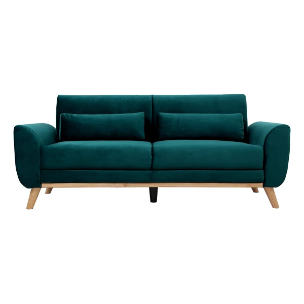 Skandinavisches Sofa 3-Sitzer Samt Petrolblau EKTOR