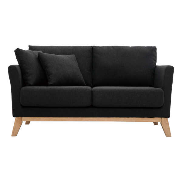 Sofa skandinavisch 2 Plätze Dunkelgrau und helle Holzbeine OSLO
