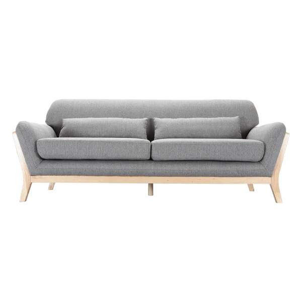Sofa skandinavisch 3 Plätze Grau Holzbeine YOKO