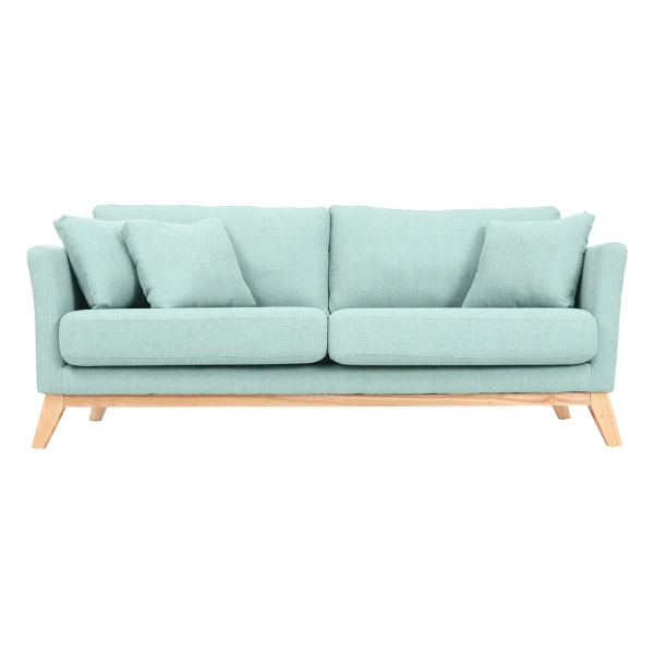 Sofa skandinavisch 3 Plätze Hellblau Holzbeine OSLO