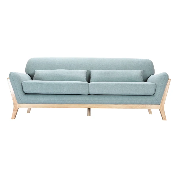 Sofa skandinavisch 3 Plätze Lagunenblau Holzbeine YOKO