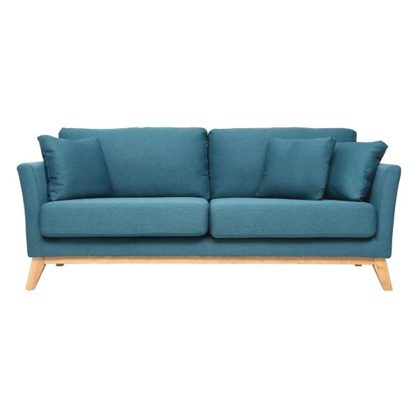 Sofa skandinavisch 3 Plätze Miliboo-Blau Holzbeine OSLO