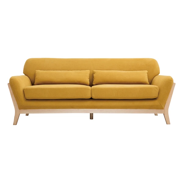 Sofa skandinavisch 3 Plätze senfgelb Samteffekt YOKO