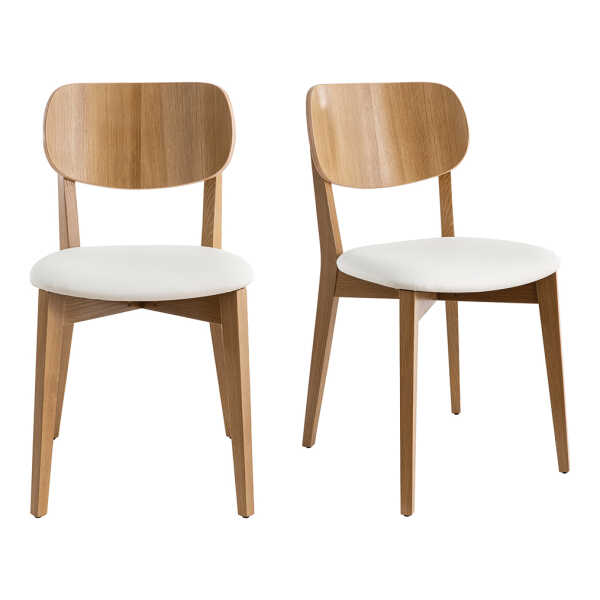 Stühle im Eichen-Vintage und weiße Sitzfläche (2er-Set) LUCIA