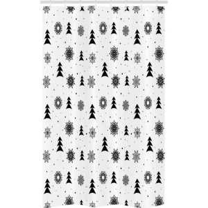 Abakuhaus Duschvorhang Badezimmer Deko Set aus Stoff mit Haken Breite 120 cm, Höhe 180 cm, nordisch Weihnachten Pine Trees Ferien