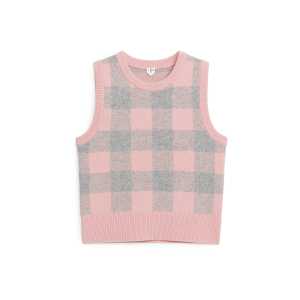 Arket Jaquard-Wollpullunder Rosa/grau, Pullover in Größe XS. Farbe: Pink/grey