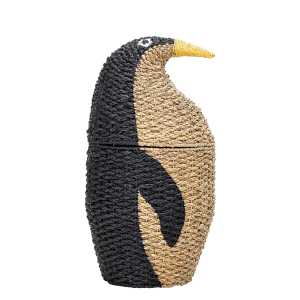 Bloomingville - Aufbewahrungskorb Pinguin, Ø 37 x H 69 cm, natur / schwarz