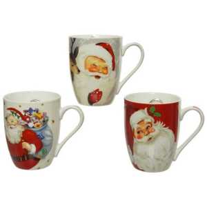 Decoris season decorations Becher, Tasse Weihnachtsmann Porzellan 12cm rot / weiß 1 Stück sortiert