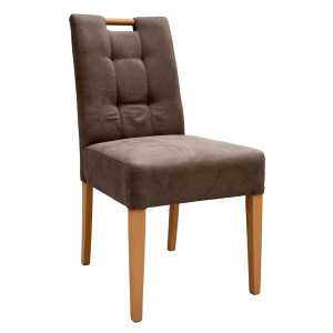 Gepolsterter Stuhl in Taupe Gestell aus Buche Massivholz