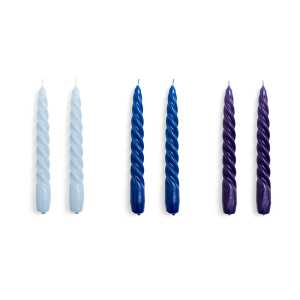 HAY Candle Twist Kerze 6er Pack Light blue-blue-purple