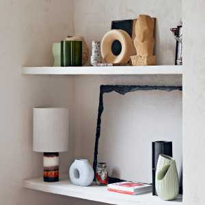 HKliving - Circle Vase aus Keramik, M, white speckled