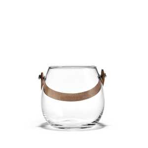 HOLMEGAARD Schale Design With Light klare Glasschale mit Lederhenkel, Dekoschale für viele Verwendungszwecke, Glas, Leder