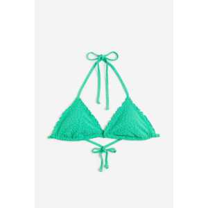 H&M Wattiertes Triangel-Bikinitop Knallgrün, Bikini-Oberteil in Größe 44. Farbe: Bright green