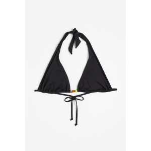 H&M Wattiertes Triangel-Bikinitop Schwarz, Bikini-Oberteil in Größe 38. Farbe: Black