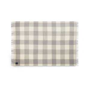 Lexington Gray Checked Recycled Wool Wolldecke 130 x 170cm Gray-white