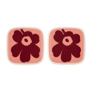 Marimekko Unikko kleiner Teller 10 x 10cm 2er Pack Weiß-rosa-rot
