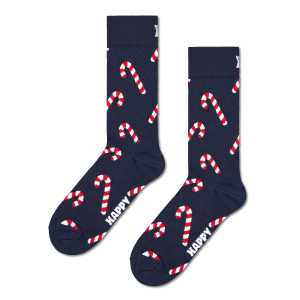 Marineblaue Candy Cane Crew Socken | Happy Socks